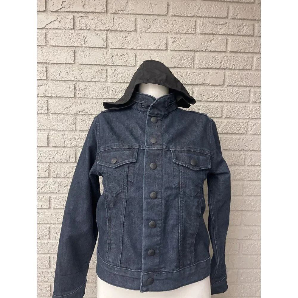 Levi Strauss & Co Women Long Sleeve Blue Denim Trucker Hoodie Jacket Size M